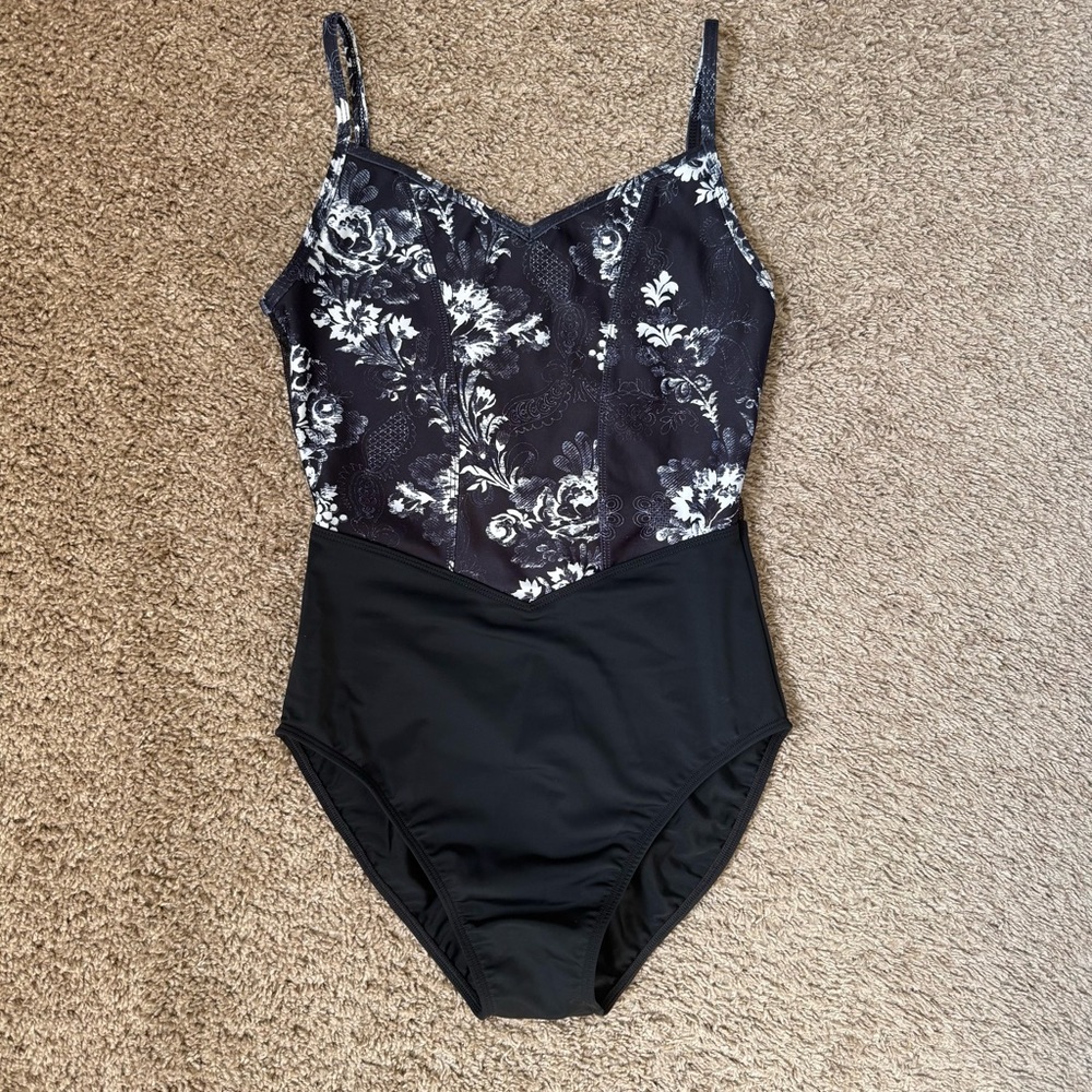 Danse De Paris Black Floral Leotard